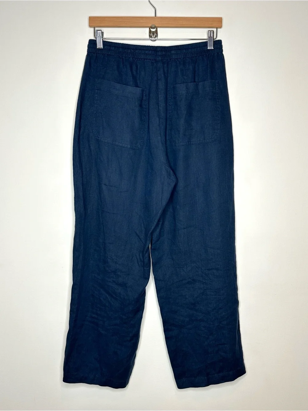 Banana Republic Easy Linen Pull on Pants Size Medium Straight Ankle Preppy Navy